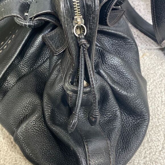 Cole Haan Soft Leather Hobo Purse Shoulder Bag Black Two Handle Pockets Dust Bag - Picture 7 of 13